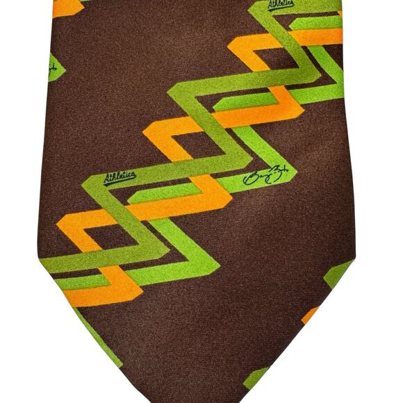 MACYS Barry Zito Oakland A’s Green Gold Brown Handmade Tie Athletics - Picture 2 of 7